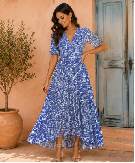 Oversized Blue Tiered Maxi Dress